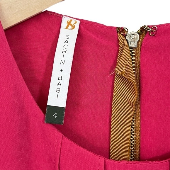 Sachin + Babi Jasmine Raspberry Colored Pleated Sheath Dress Size 4 - Picture 6 of 13